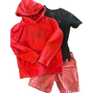 Under‎ Armour Calvin Klein Sporty Kids Size 5T 6 Hoodie Shirt Shorts Bundle Red